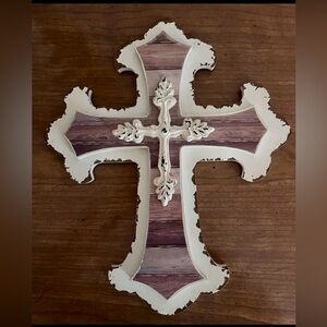 Rustic Cream and Brown Cross Wall Decor
